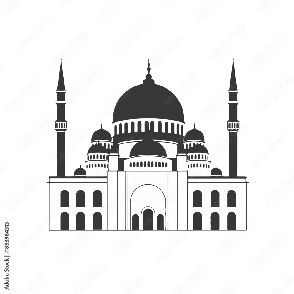 Fototapeta premium Islamic Mosque Architecture Vector Illustration.