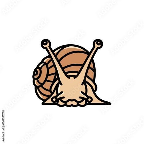 Cartoon Snail with Shell and Antennae.