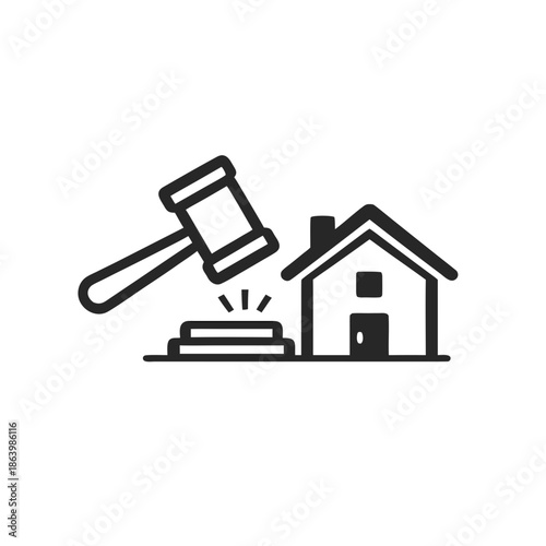 House Auction and Legal Hammer Icon