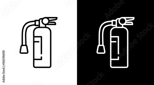 Fire Extinguisher White Icon Set Vector 