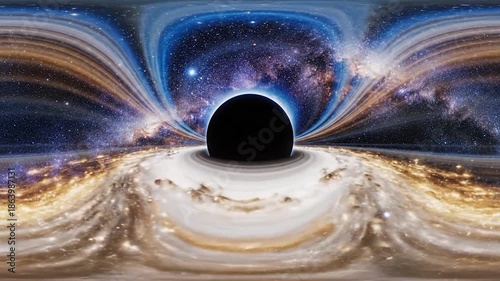 Stunning Visualization of a Black Hole in Deep Space with Galactic Background.