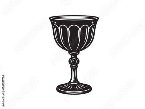 Vintage Chalice Glass Icon Icon Icon in silhouette white background.