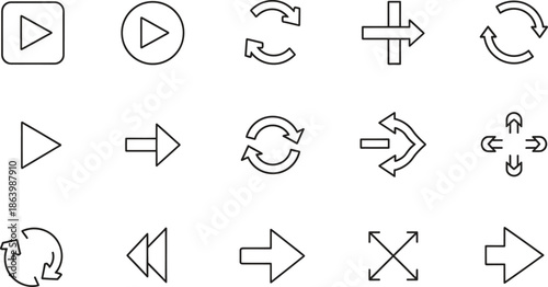 Collection of various navigation and direction icons