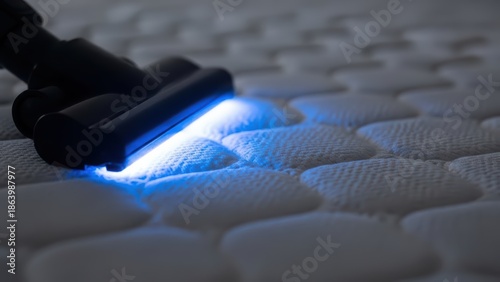 Deep cleaning mattress with illuminated vacuum