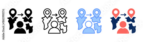 Migration Trend icon set multiple style collection