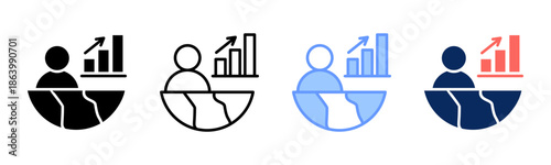 Economic Region icon set multiple style collection