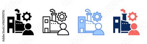 Employment Sector icon set multiple style collection