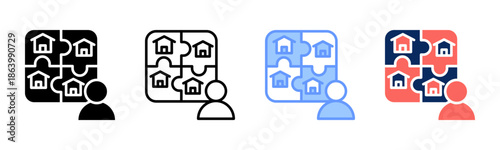 Residential Zone icon set multiple style collection
