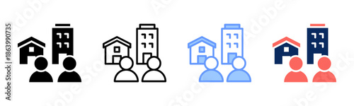 Settlement Type icon set multiple style collection
