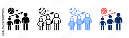 Population Age Mix icon set multiple style collection