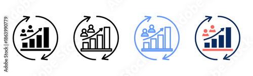 Demographic Shift icon set multiple style collection