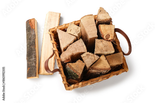 Wicker basket with firewood...