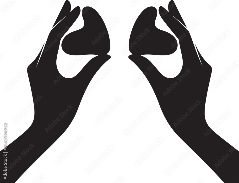 Naklejka premium Two hands using two Gua Sha stones simultaneously on both cheeks, creating a perfectly symmetrical shape