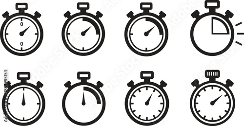 stopwatch timer icons in various positions
