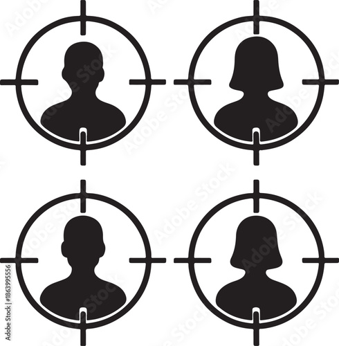 Human Silhouette Icons in Crosshair