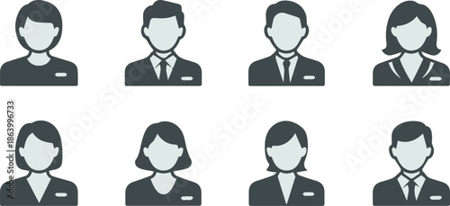 avatar team icons set eight business profile silhouettes vector