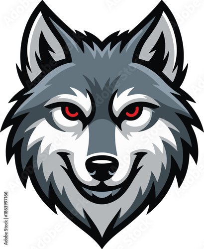 wolf logo mascot head angular lineart vector illustration
