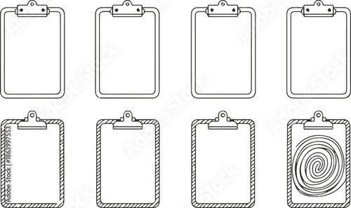 clipboard vector illustration eight clipboards plain and hatched border