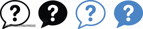 question speech bubble vector set blue and black question mark symbols