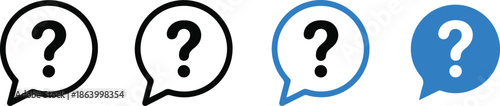question speech bubble ui icons pack outline filled monochrome color