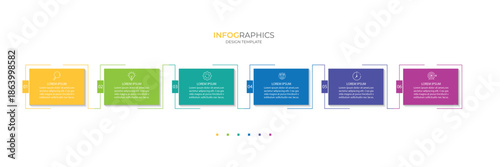Business infographic template with 6 options, steps or processes. Can be used for workflow layout, diagram, annual report, web design