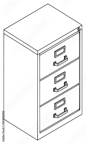 a drawing of a bedside table with drawers on a illustration, 3d, drawer, drawing, icon, illustration, against transparent background