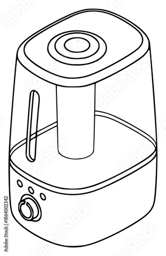 an icon of a coffee maker in outline style on a , 3d, drawing, icon, outline, against transparent background