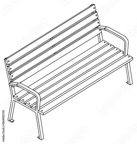 a drawing of a wooden bench on a , bench, black, drawing, park bench, sketch, wooden, against transparent background