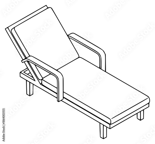 a chair with a backrest icon in outline style on a illustration, 3d, black, chair, icon, outline, against transparent background
