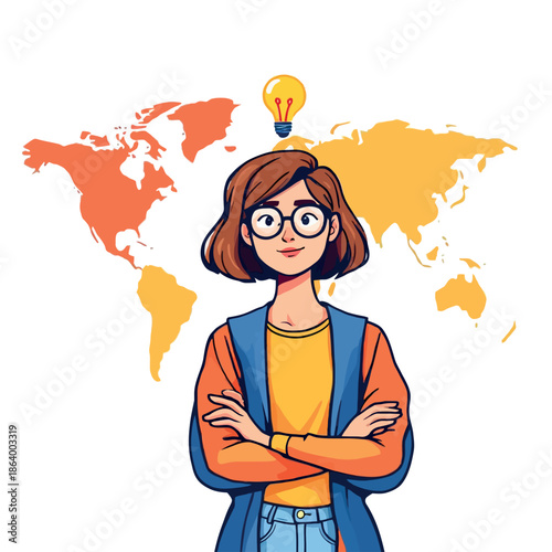 Vsai woman generating global ideas and innovation concepts