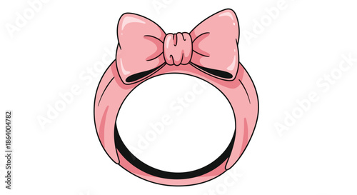 Soft pink elastic headband decorated with a large oversized bow is shown from a front perspective on a white background.