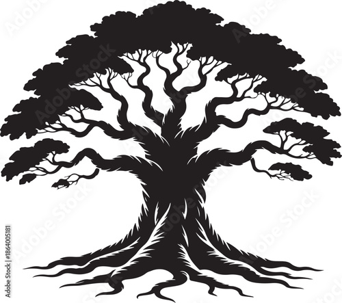 A majestic tree with sprawling roots and branches