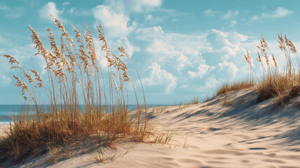 Deken met foto Kamperen Grote zandduinen met zeehaver op de achtergrond  © joybackground96