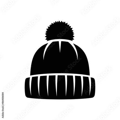 Winter beanie bobble hat icon