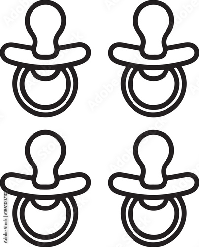 Set of Baby pacifier Outline vector illustration isolated On Transparent Background 