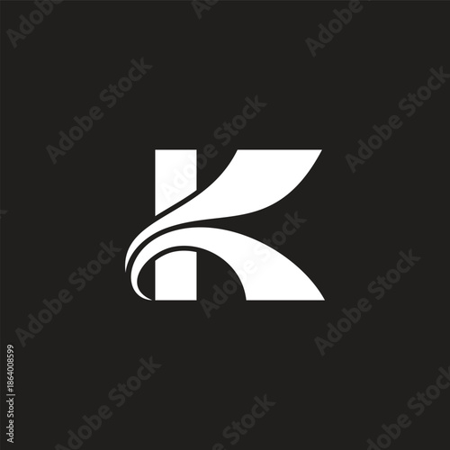 letter k paper motion curves simple logo vector