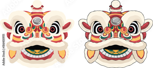 Cartoon Lion Dance for Chinese New Year Vector 