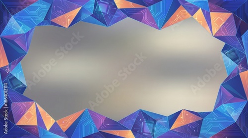 Abstract geometric technology frame with circuit patterns