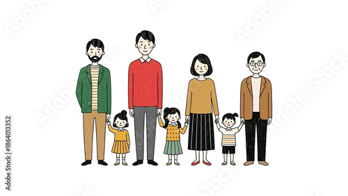 happy multigenerational family illustration standing together parents children and grandparents united perfect for intergenerational bond concepts
