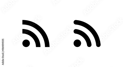 RSS feed icon set. News update, blog subscription, and content syndication symbol