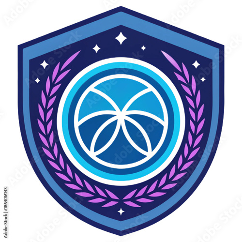 Flat Teleportation Portal Logo Icon with Blue Violet Esports Badge Design