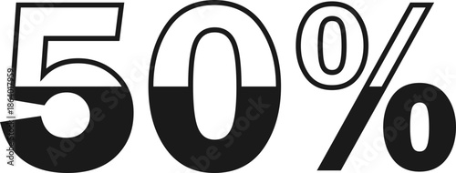 50 percent progress or discount minimal vector concept depiction