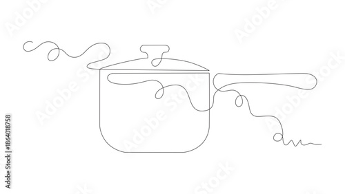 One-line art saucepan vector illustration. line art, one continuous line, simple, hand drawn and sketch style. for icons, symbols, signs or logos.