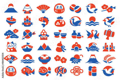 Abstract Boho Folk Art Icons - Organic Geometric Tribal Symbols and Decorative Elements Set