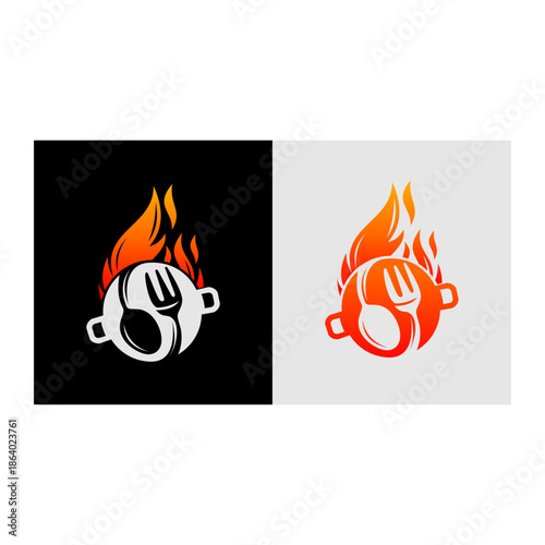 Spoon and fork icon logo design, fast food logo