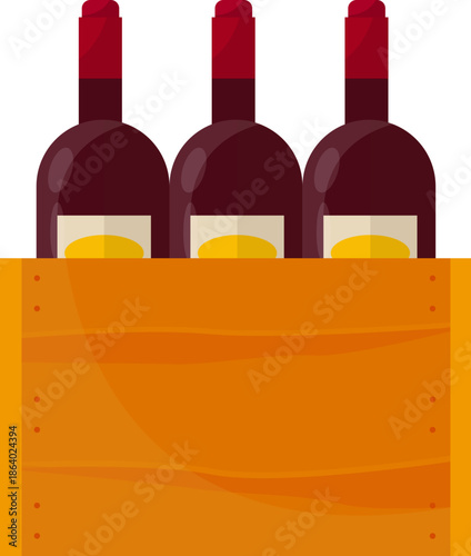 Vector Alcohol Bottle and Beverage Crate Icon Set - Beer Wine and Spirits Flat Illustration