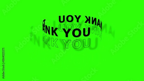 Fotografie Black text THANKYOU in a curved 3D formation on a bright green background THANK