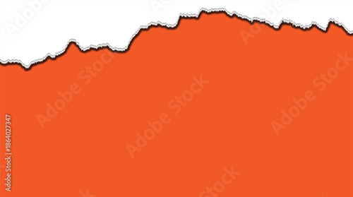 3D illustration of a blank white3 border on an elegant red torn paper background featuring a ripped paper design