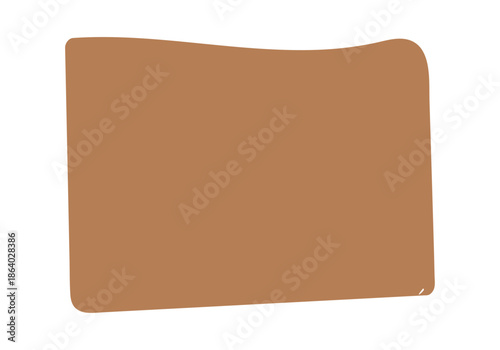 Forma rectangular irregular de color marrón sobre fondo blanco