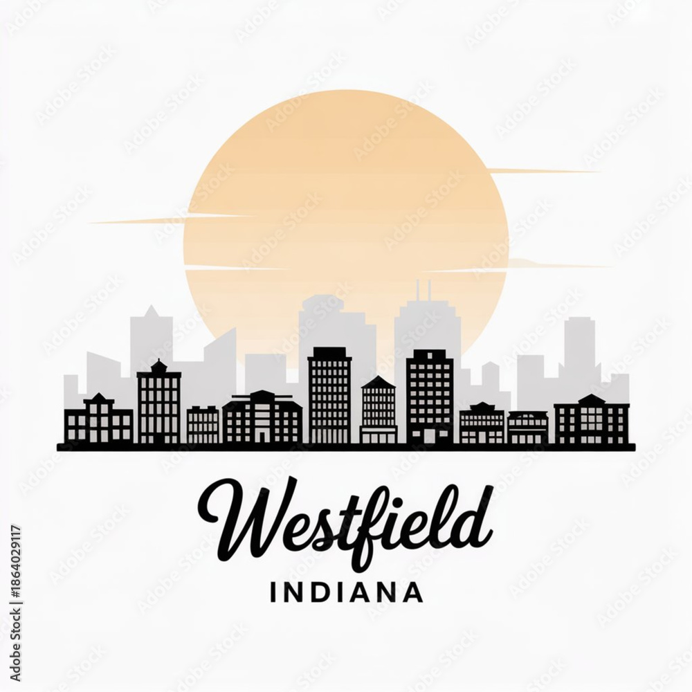 Obraz premium Westfield Skyline Silhouette — A Growing Central Indiana City Vector Illustration